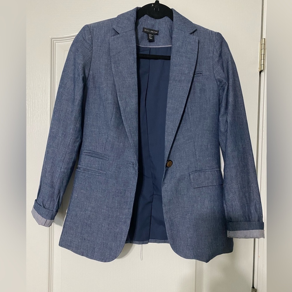 WILLI Smith Denim Cuffed Blazer Women’s Size XS